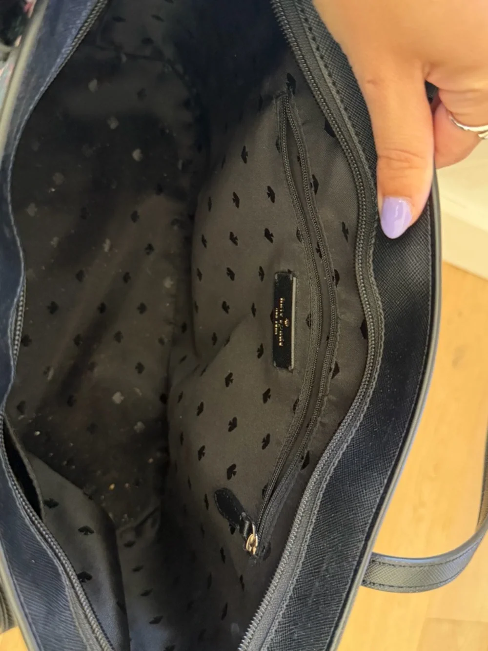 kate spade Black Floral Tote with Pink Accents - Picture 5 of 8